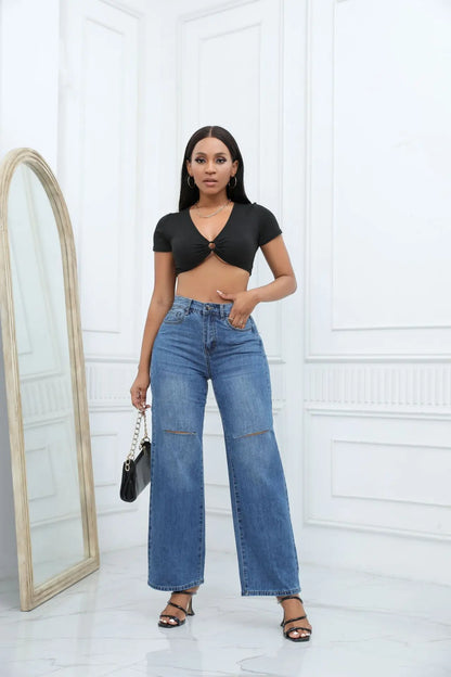 Washed Wide Leg Jeans