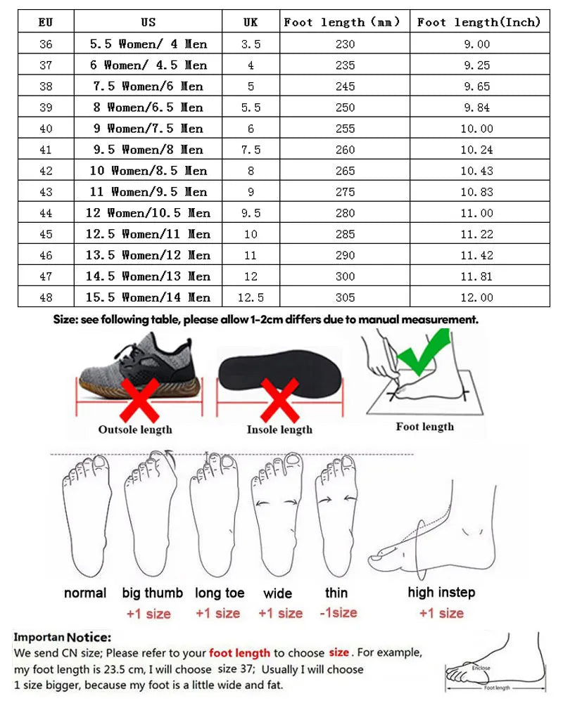 SUADEX Breathable Puncture-Proof Safety Work Shoes