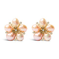 18K Rose Gold 3/8 Cttw Diamond and Freshwater Pearl Blossom Stud Earrings