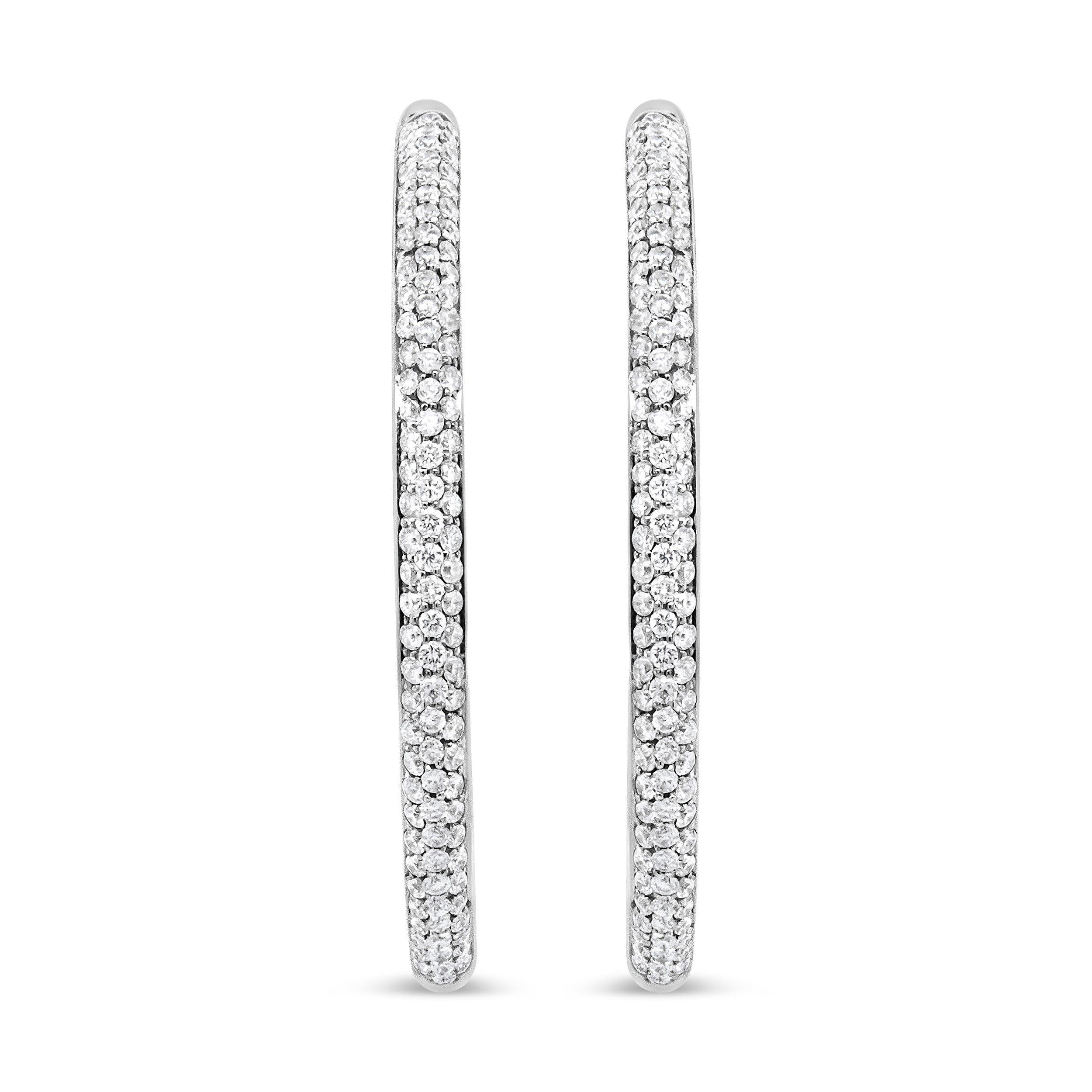 18K White Gold 2.00 Cttw Round-Cut Diamond Inner-Outer Hoop Earrings (F-G Color, VS1-VS2 Clarity)