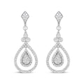 18K White Gold 1 1/4 Cttw Round Diamond Openwork Teardrop-Shaped Dangle Earrings (F-G Color, VS1-VS2 Clarity)