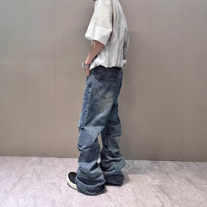 American High Street Vibe Retro Washed Pleated Skinny Jeans
