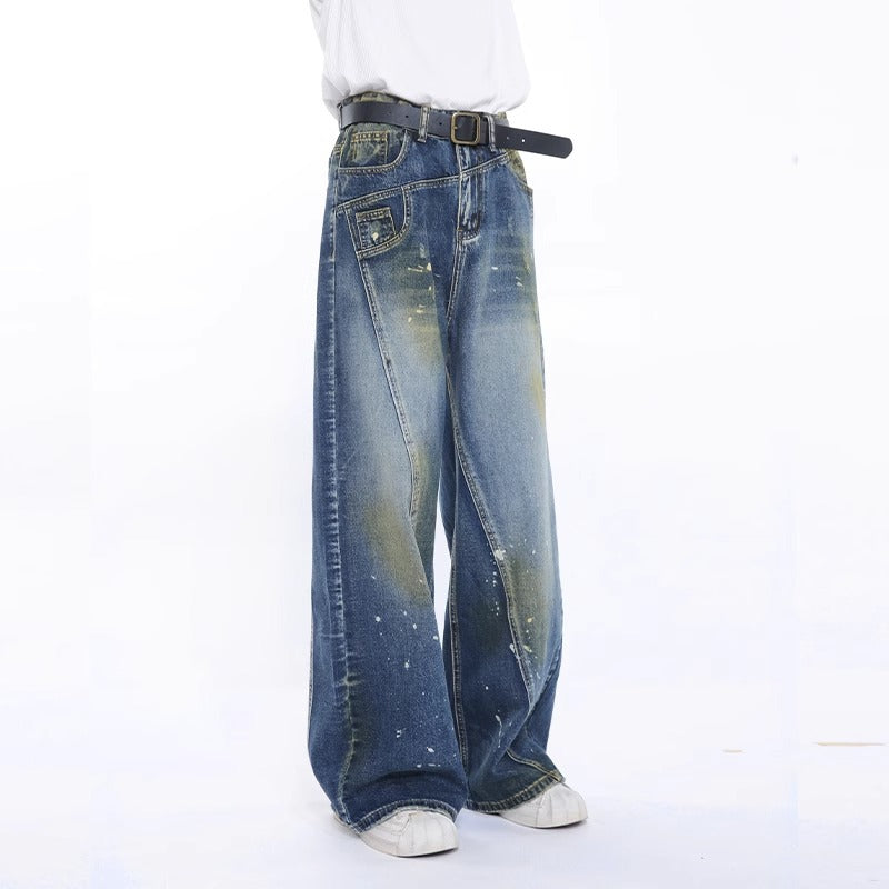 Fashion Brand Personalized Three-dimensional Cut Stitching Jeans Men