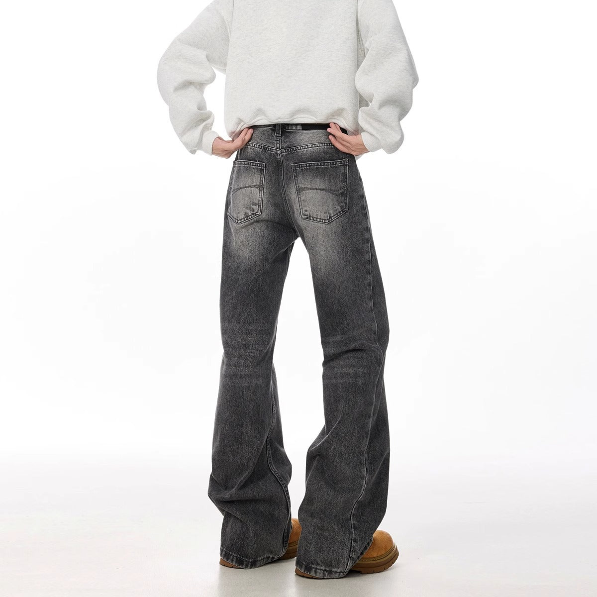 Retro Straight Leisure Washed-out Smoky Gray Jeans