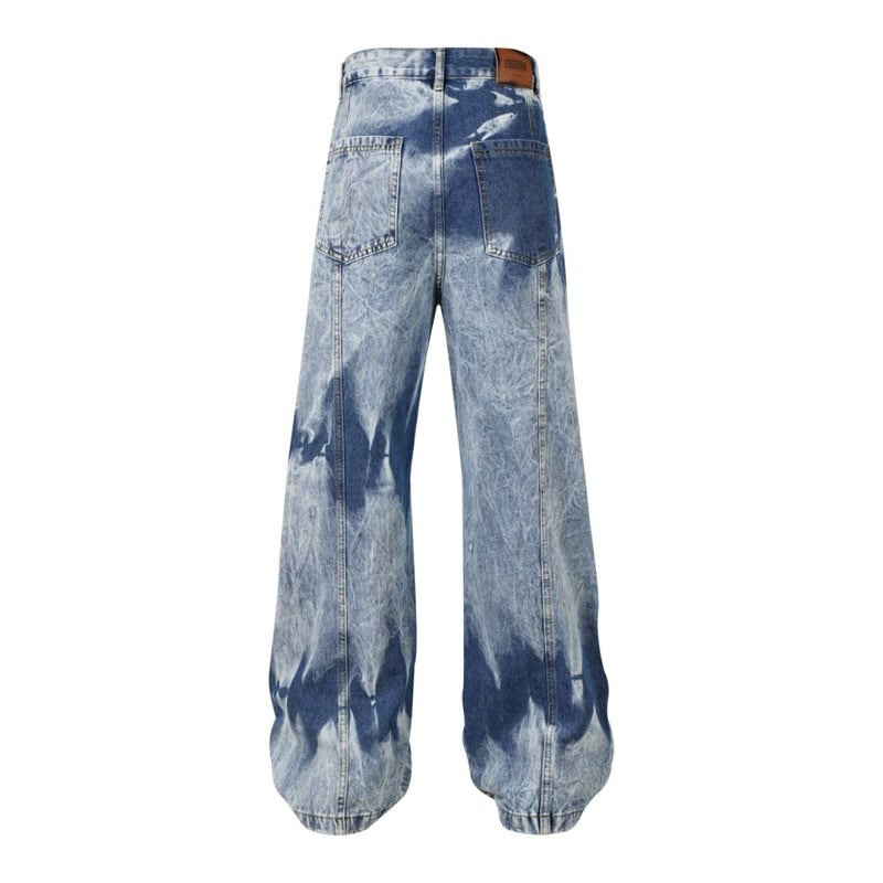 Washed Multi-pocket Design Straight Men's Jeans