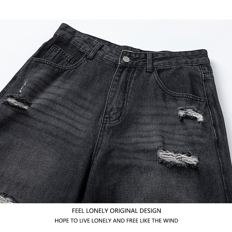 Men's American High Street Stitched Camouflage Wide Leg Jeans