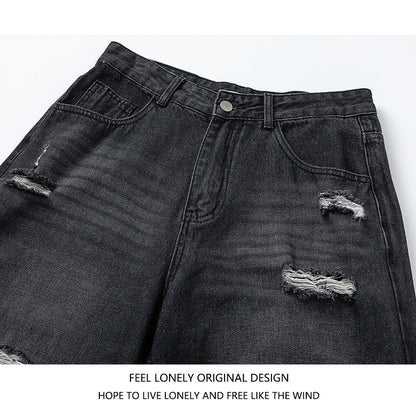 Men's American High Street Stitched Camouflage Wide Leg Jeans