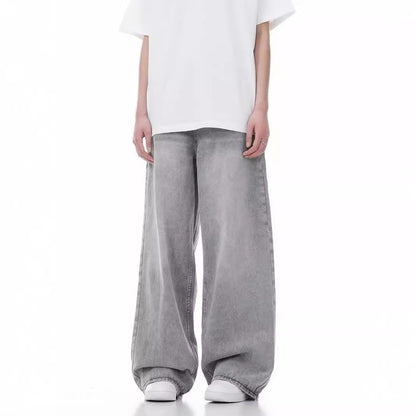 Loose Casual Wide Leg Straight Worn Jeans