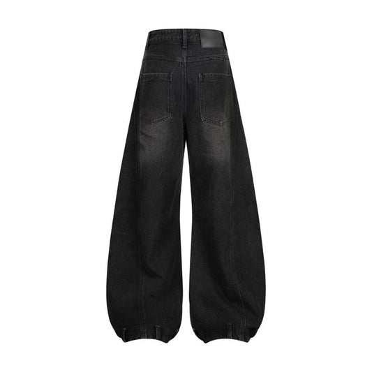 Retro Washed Ripped Deconstruction Stitching Design Straight Jeans