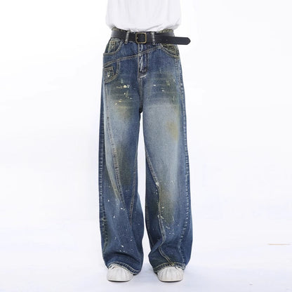 Fashion Brand Personalized Three-dimensional Cut Stitching Jeans Men
