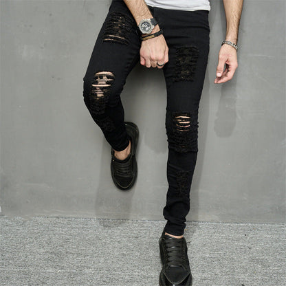Men's Leisure Ripped Denim Feet Personality Trendy Jeans