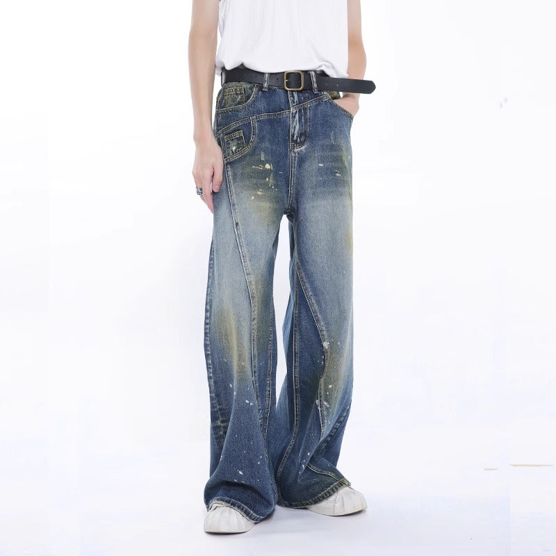 Fashion Brand Personalized Three-dimensional Cut Stitching Jeans Men