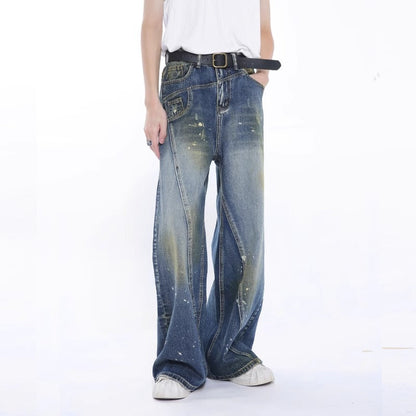 Fashion Brand Personalized Three-dimensional Cut Stitching Jeans Men