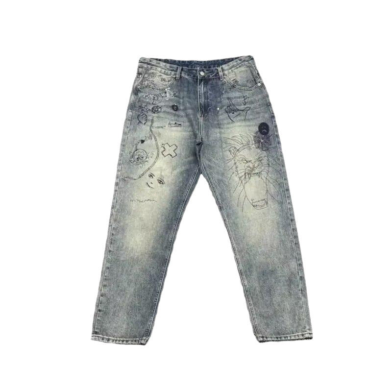 Personalized Letter Jeans Hip Hop Ins Trendy High Street