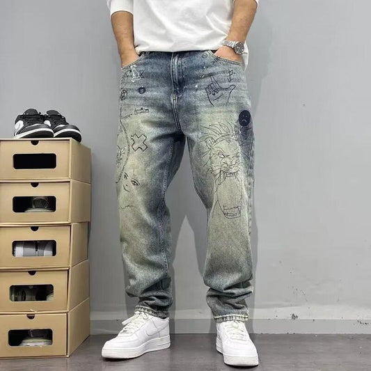 Personalized Letter Jeans Hip Hop Ins Trendy High Street