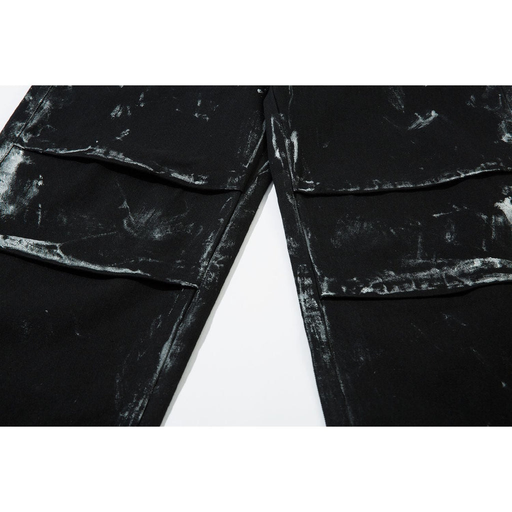 Men's American-style Retro Heavy-duty Painted Multi-pocket Jeans