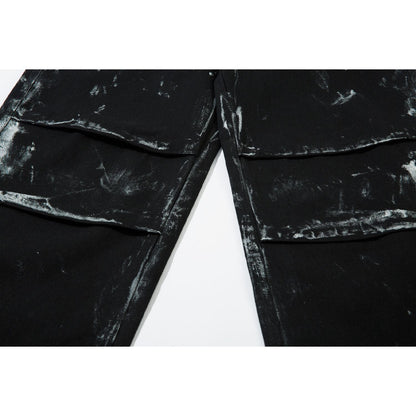 Men's American-style Retro Heavy-duty Painted Multi-pocket Jeans