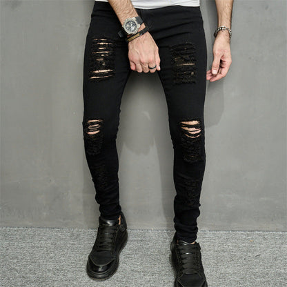 Men's Leisure Ripped Denim Feet Personality Trendy Jeans