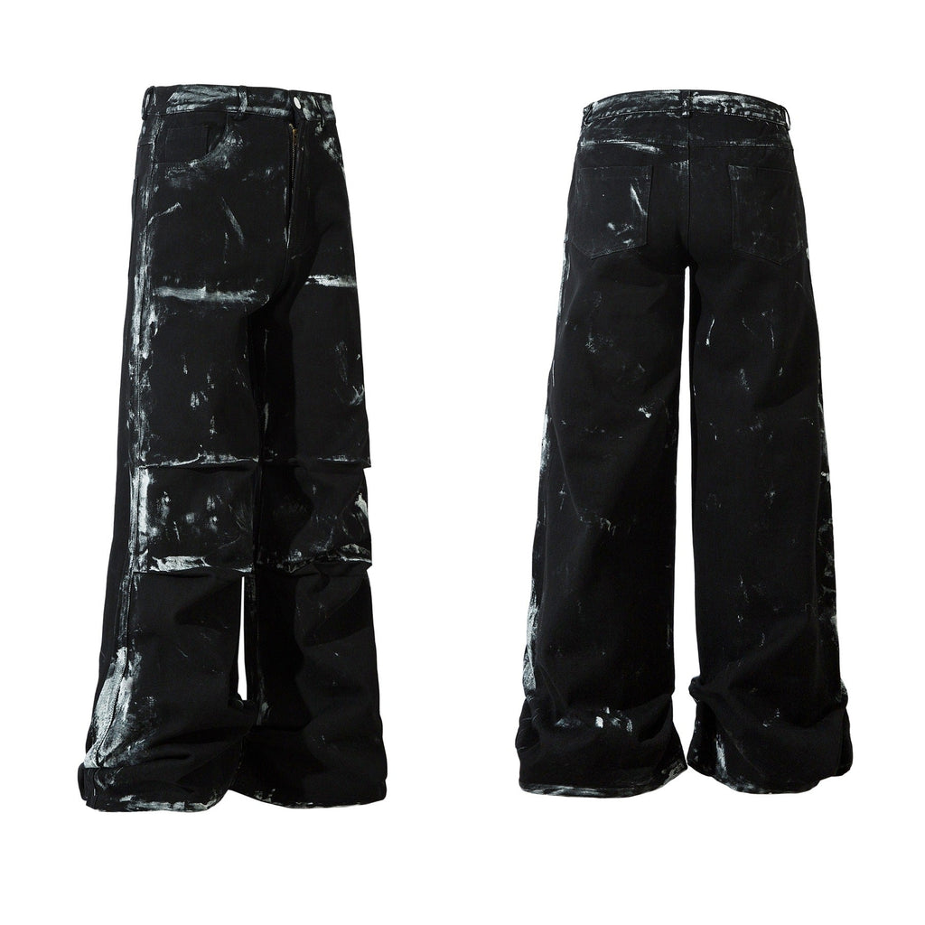 Men's American-style Retro Heavy-duty Painted Multi-pocket Jeans