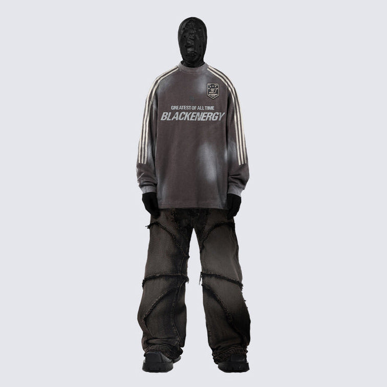 Street Fashion Vintage Jeans Raw Edges Design