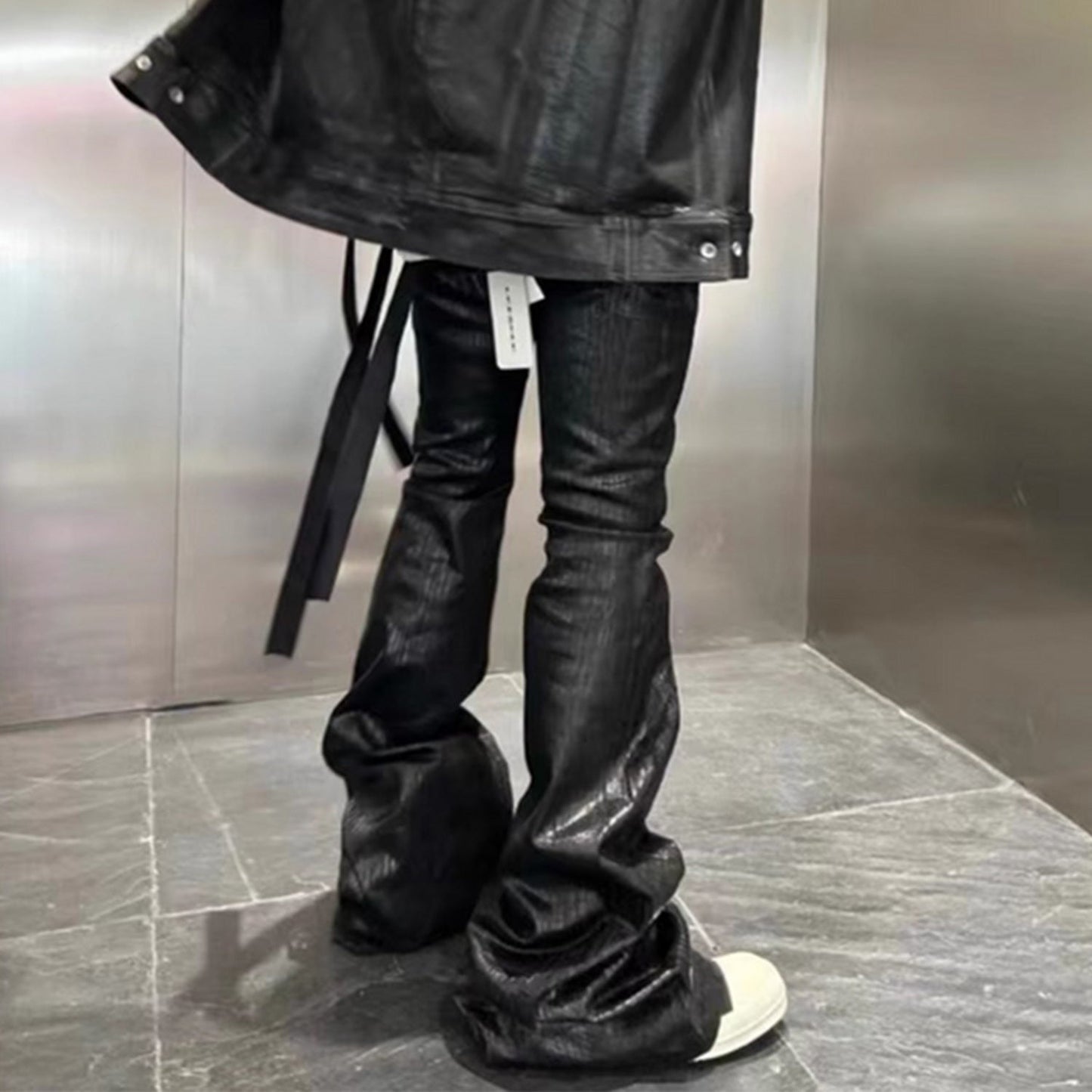 Men's Women's Coated Stretch Flared Jeans