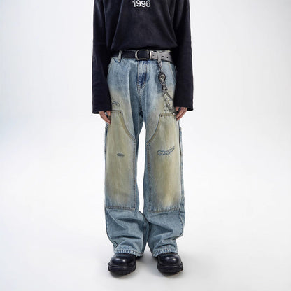 American Style Washed-out Vintage Straight Casual Loose Jeans