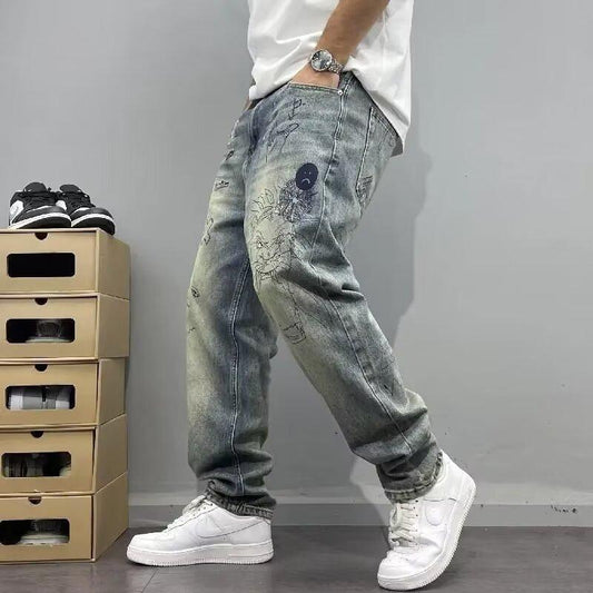 Personalized Letter Jeans Hip Hop Ins Trendy High Street