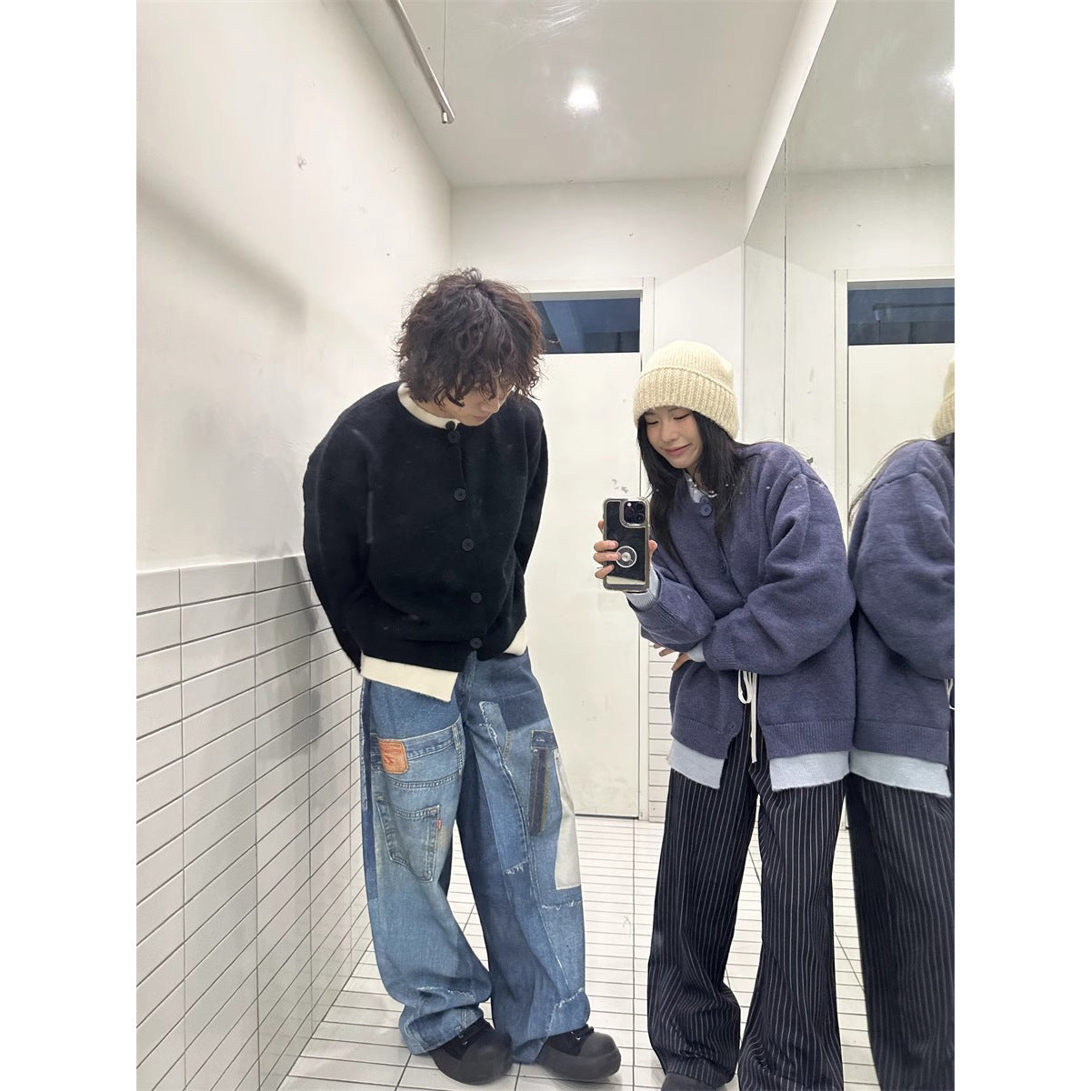 American Retro Independent Design Loose Straight Jeans Men