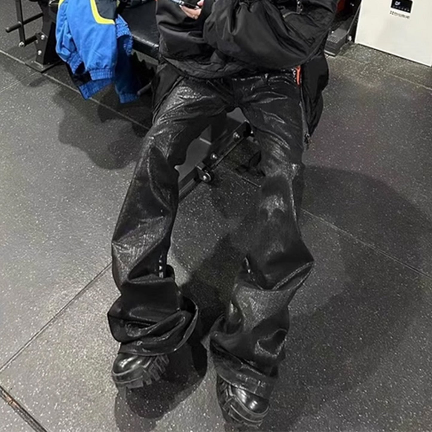 Men's Women's Coated Stretch Flared Jeans