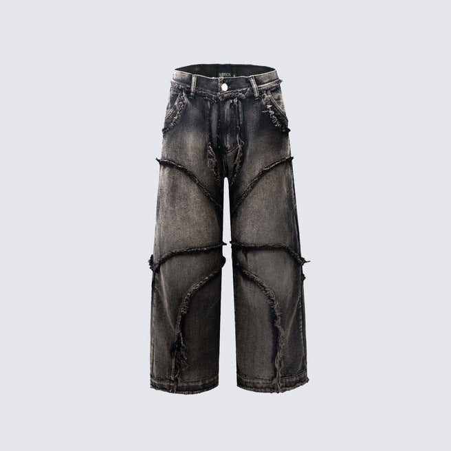 Street Fashion Vintage Jeans Raw Edges Design