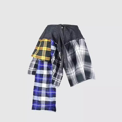 Skirt Half-Body Denim Plaid Skirts