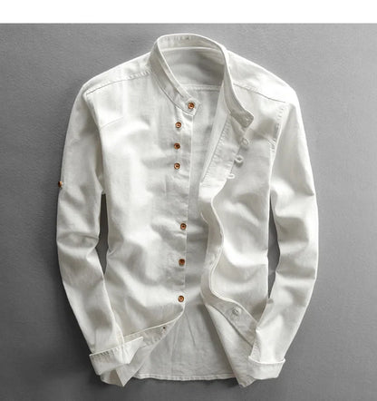 Japanese Linen Cotton Stand Collar Shirt