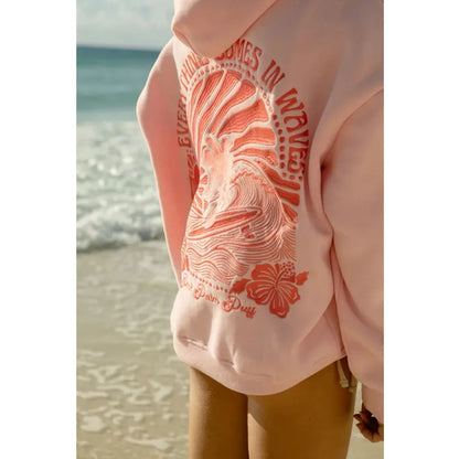 Embroidered Long Sleeve Hoodie with Kangaroo Pocket Pullover