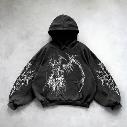 Harajuku hoodie dark punk print hoodies women oversized sweatshirt goth new couples y2k tops goth streetwear gothic clothes