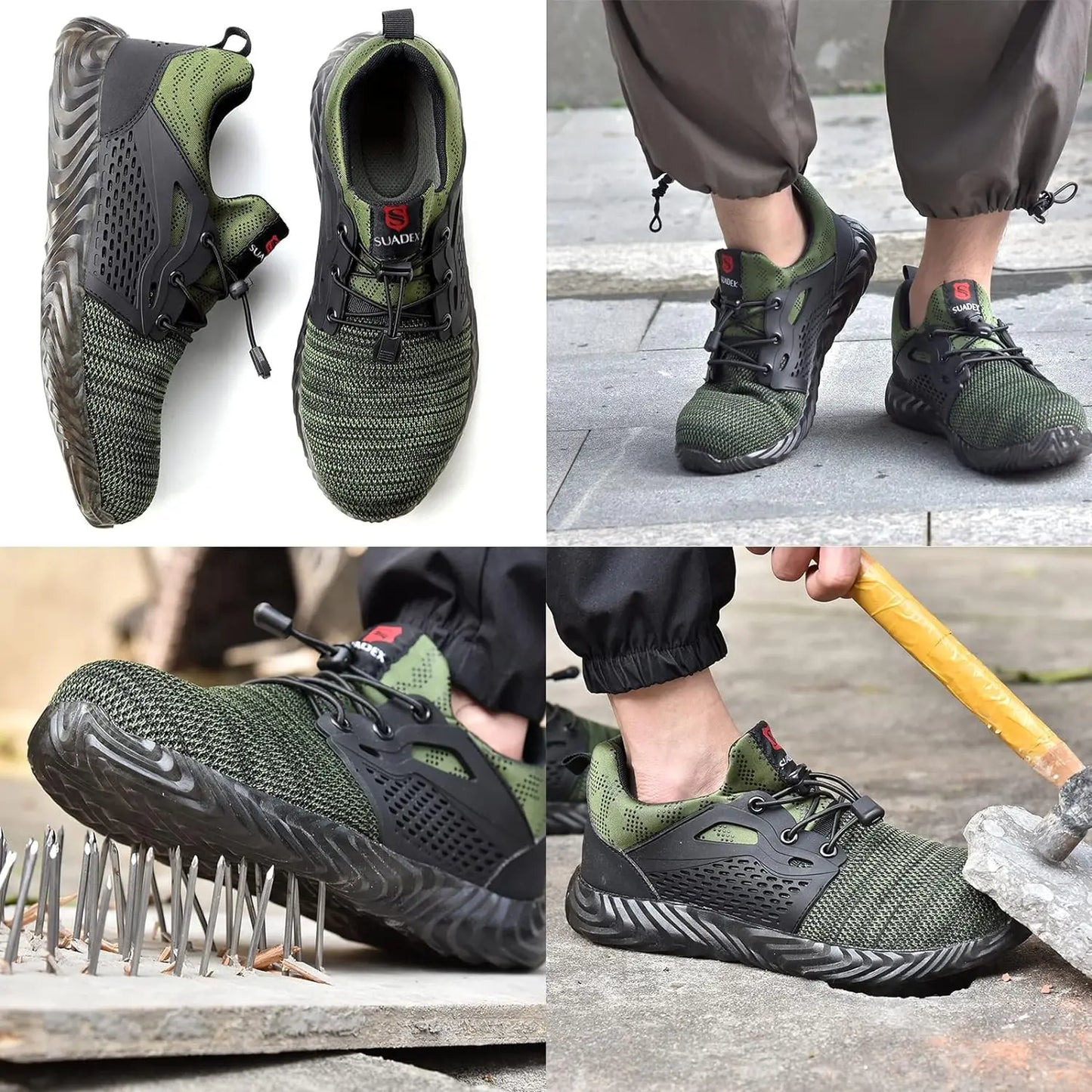 SUADEX Steel Toe Sneakers Lightweight Indestructible Work Shoes for Construction