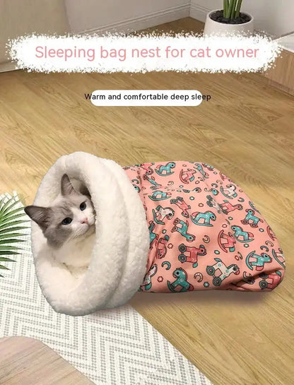Tunnel Cat Nest Dog Nest Four Seasons Universal Warm Closed Cat Bed Pet Supplies Cartoon Cat Nest Mat Pet Mat Pet Sleeping Bag
