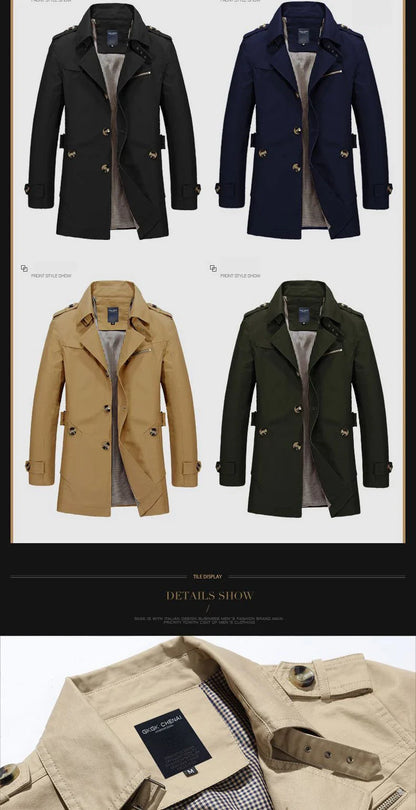 Vintage Style Casual Men’s Trench Jacket