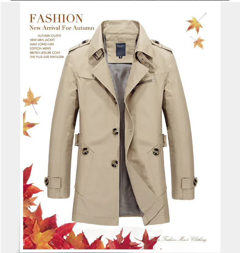 Vintage Style Casual Men’s Trench Jacket