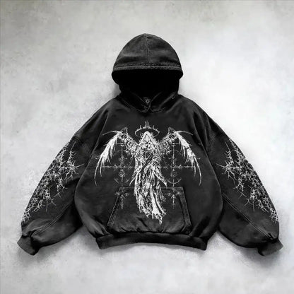 Harajuku hoodie dark punk print hoodies women oversized sweatshirt goth new couples y2k tops goth streetwear gothic clothes