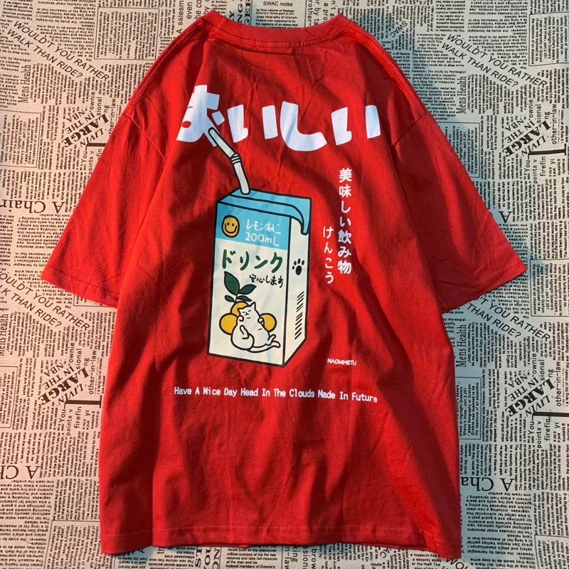 Japanese Oversized Women Men Loose Casual Tee
