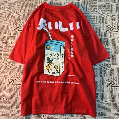 Japanese Oversized Women Men Loose Casual Tee