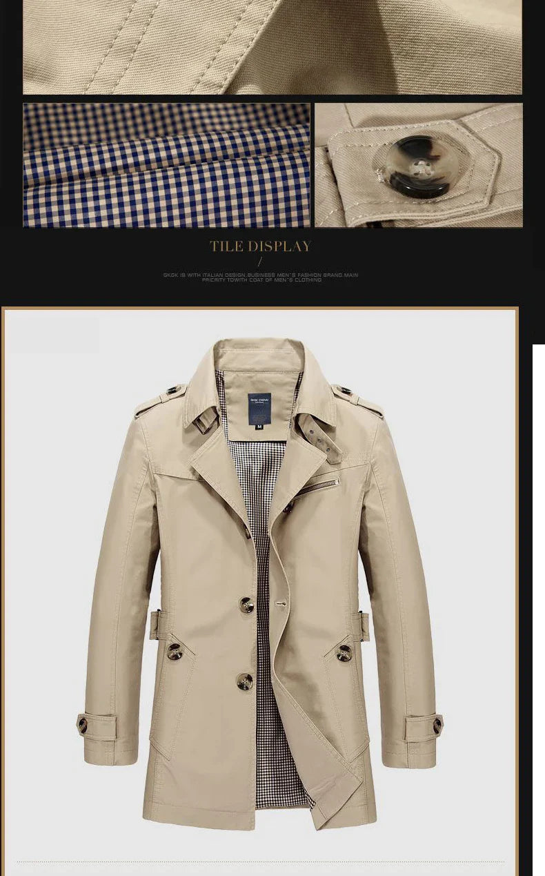 Vintage Style Casual Men’s Trench Jacket