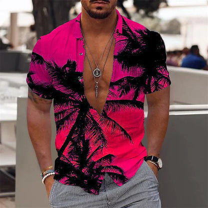 Casual Coconut Tree Graphic Hawaiian Shirts Summer Fashion Short Sleeve 3D Printed Beach Shirt Loose Vacation Mens Clothing New