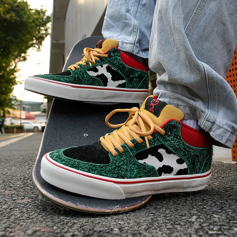 Joiints Green Mid-Top Skate Sneakers – Stylish Vulcanized Casual Shoes for Teens