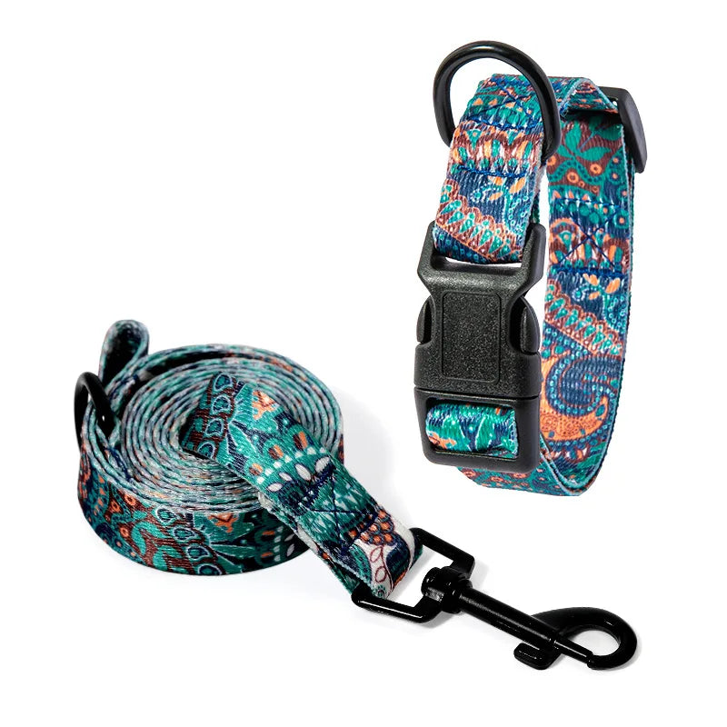 Pet Collar and Leash Set for Small Medium Large Dog Walking Collars Bohemia Style Puppy Cat Collar Pet Supplies Buldog Chihuahua