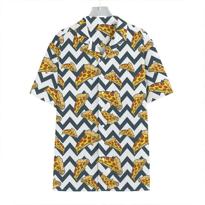 3D Print Pepperoni Pizza Graphic Aloha Shirts For Men Short Sleeve Oversized Beach Hawaii Shirts Mens Button Up Tee Shirt Tops