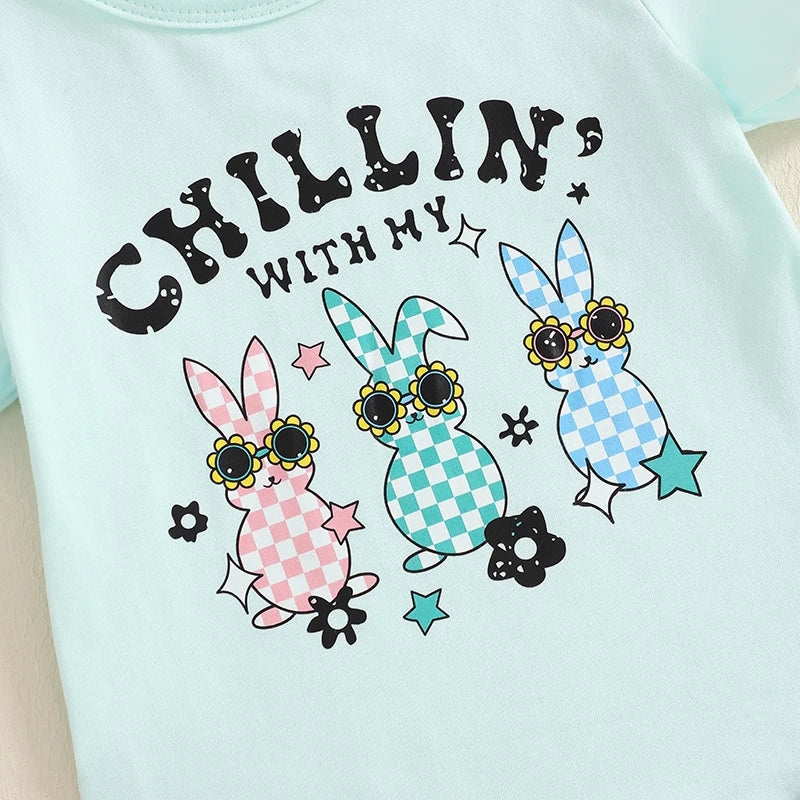 Adorable Infant Easter Dress Set with Bunny Graphic Tee and Fluffy Carrot Skirt for Baby Girls - 2 Piece Outfit