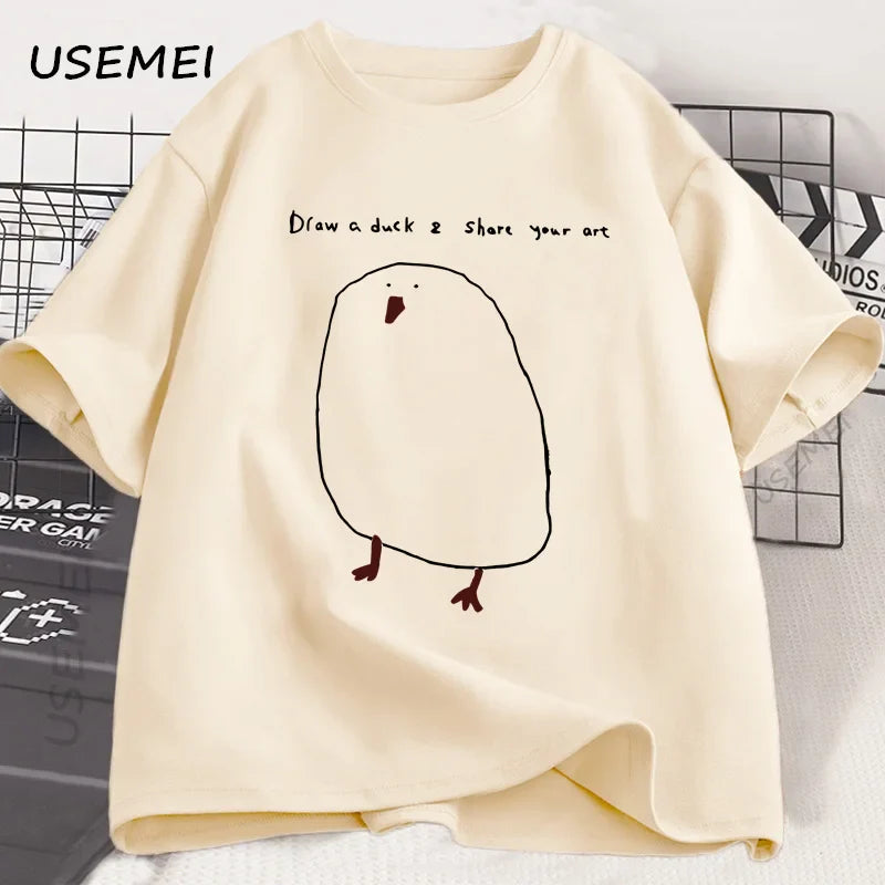 Humorous Duck Sketch Graphic T-shirt Unisex