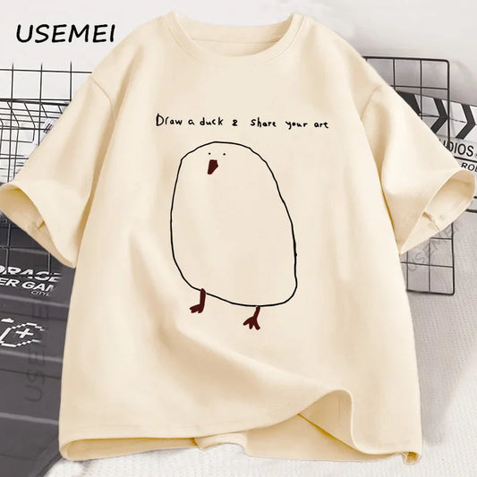 Humorous Duck Sketch Graphic T-shirt Unisex