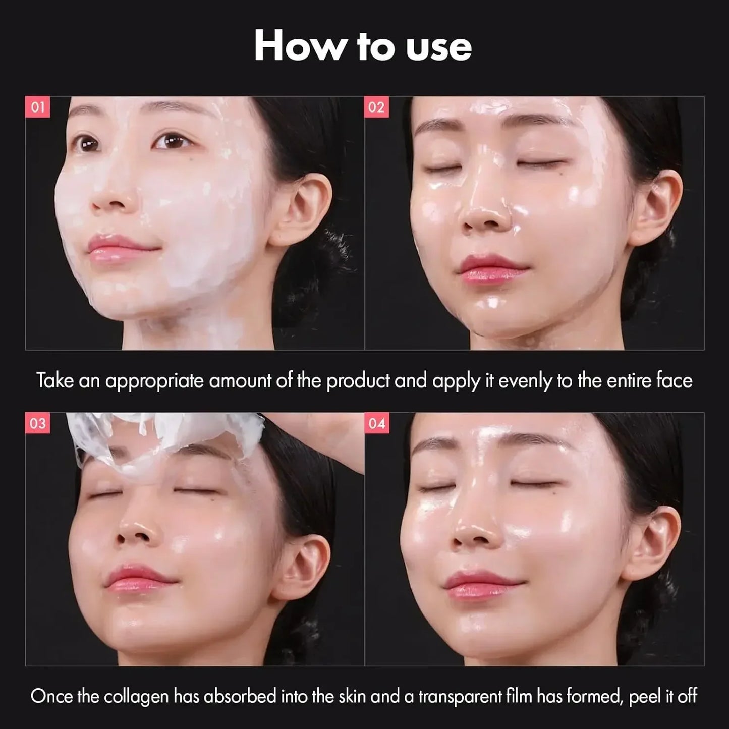 Real Collagen Fit, Collagen Wrapping Mask, Collagen 670,000ppm, Peel Off Facial Mask for elasticity, Hydrating, Glow, Glass Skin